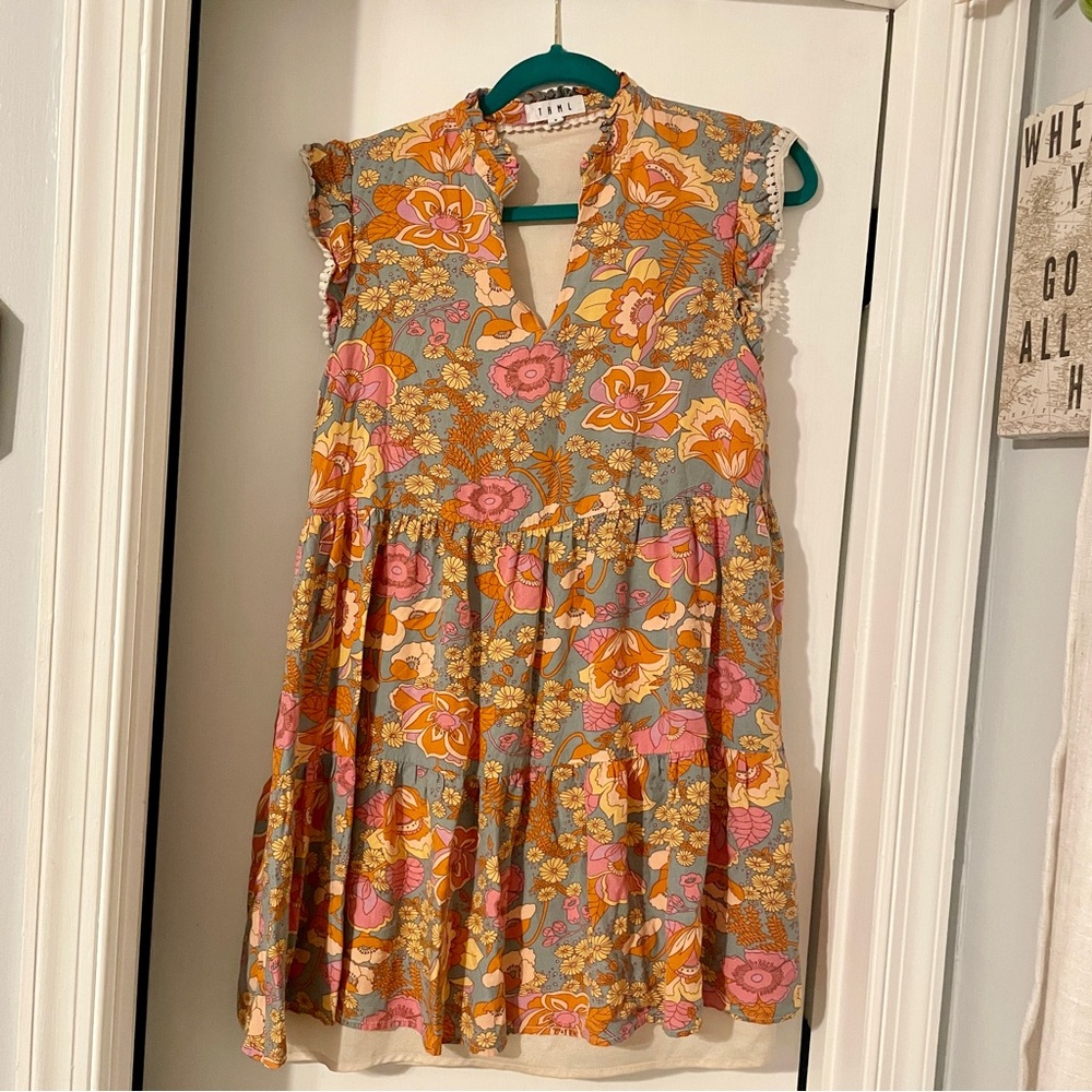 Boho floral tiered mini dress